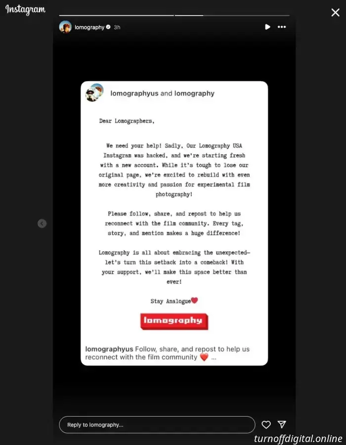 L'account Instagram di Lomography USA è stato violato.