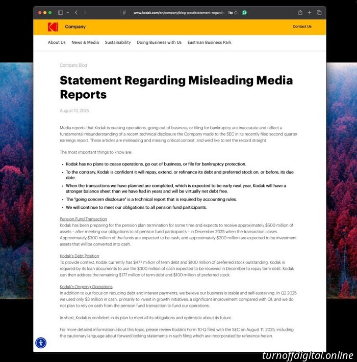 Kodak может снова испытывать финансовые трудности.
